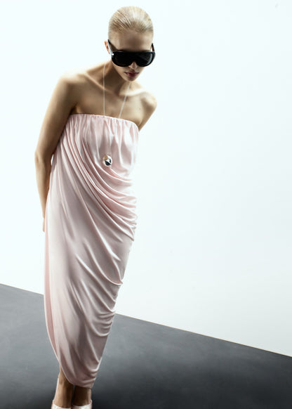 Draped asymmetrical bandeau dress