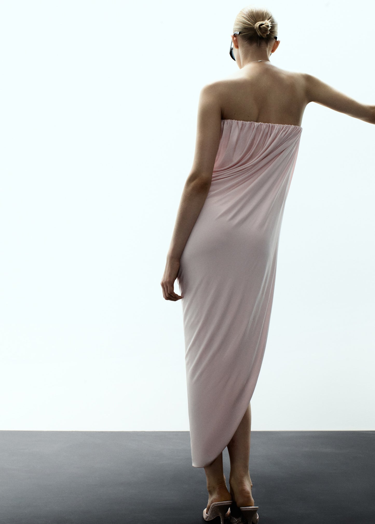 Draped asymmetrical bandeau dress