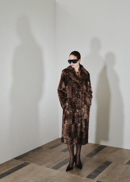 Textured faux fur effect coat