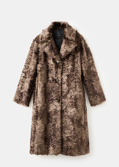 Textured faux fur effect coat