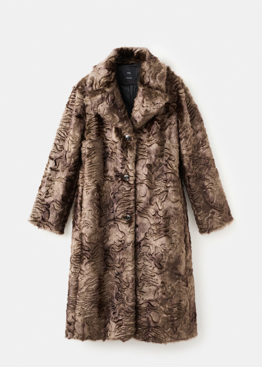 Textured faux fur effect coat