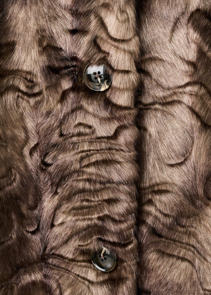 Textured faux fur effect coat