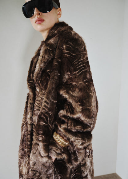 Textured faux fur effect coat