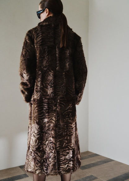 Textured faux fur effect coat