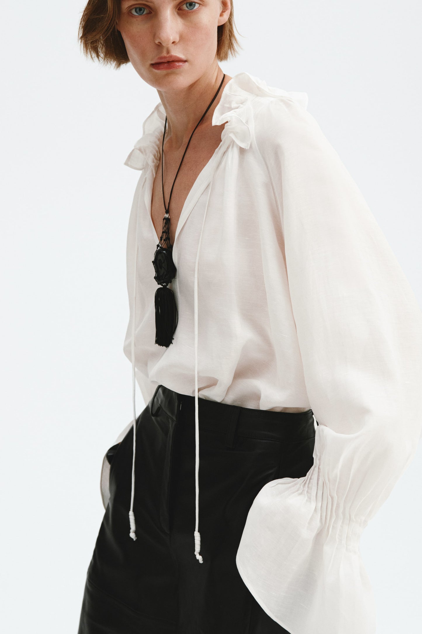 Oversized linen-blend shirt