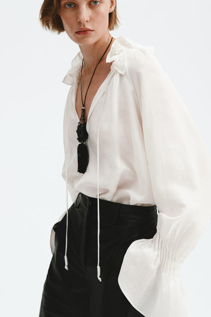 Oversized linen-blend shirt