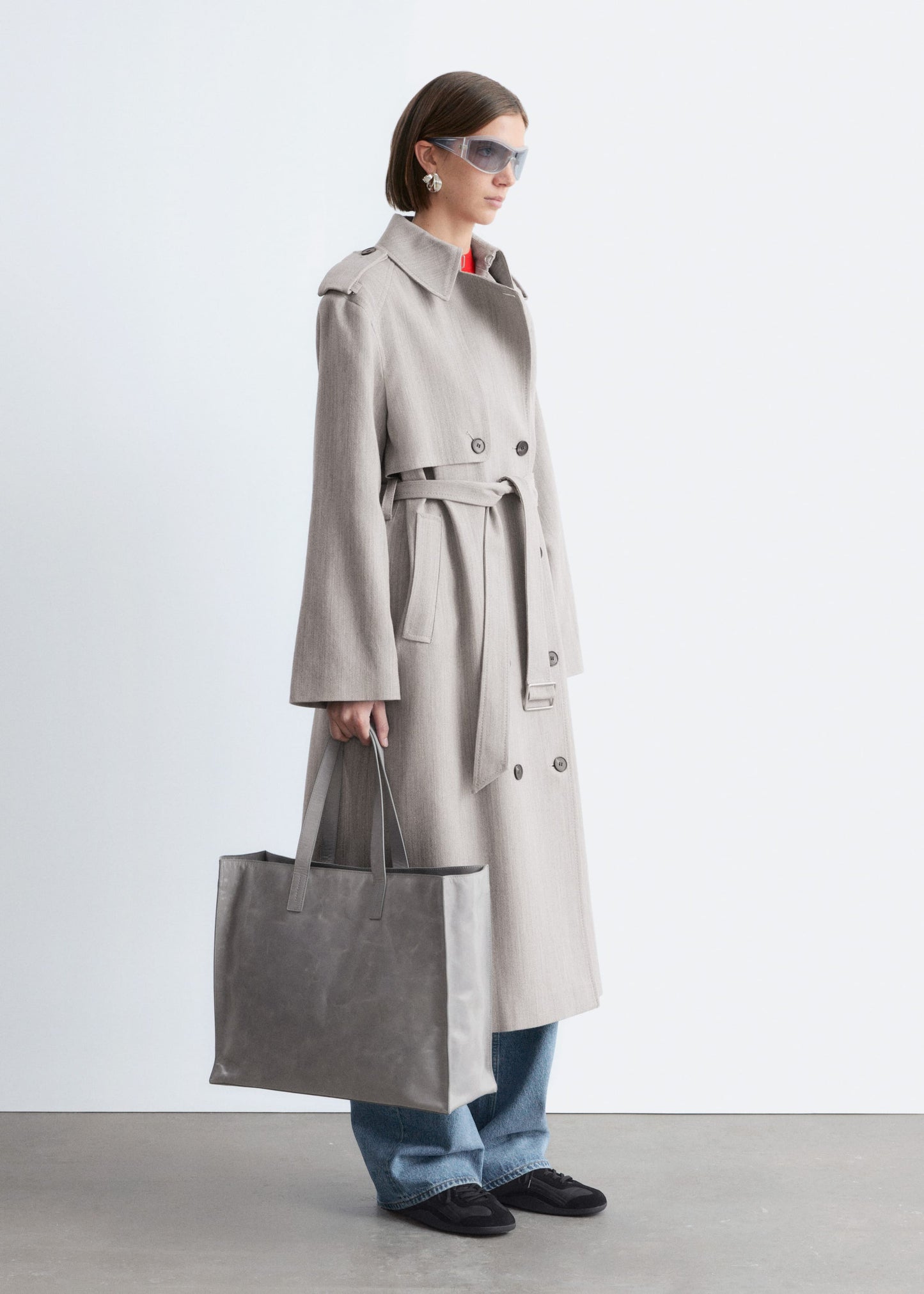 Wool Tie-Belt Trench Coat