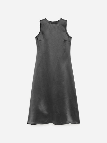 Crushed Satin Midi Dress