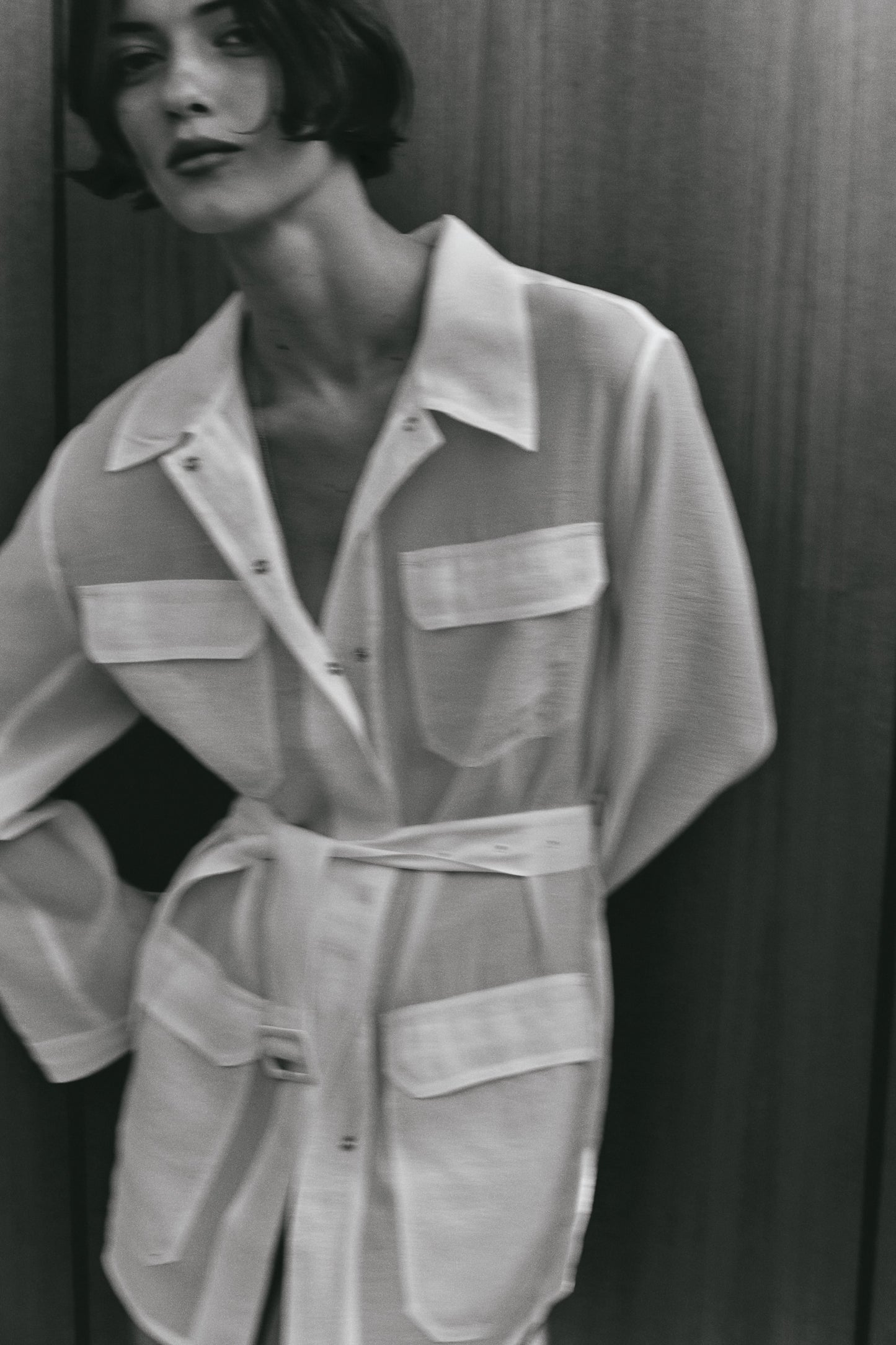 Women's White Belted cargo jacket