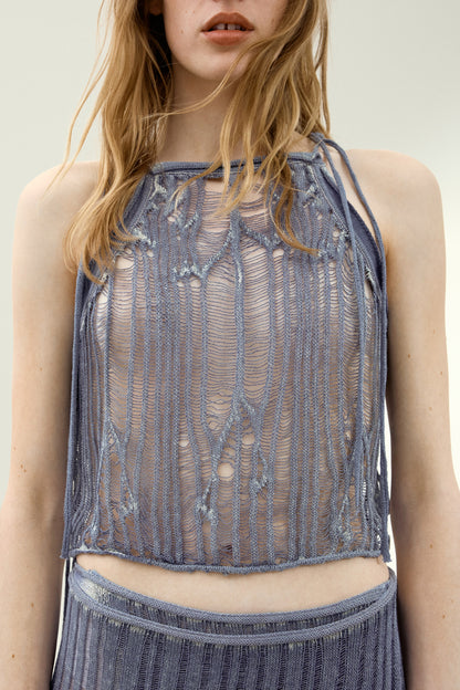 Tie-strap knitted top