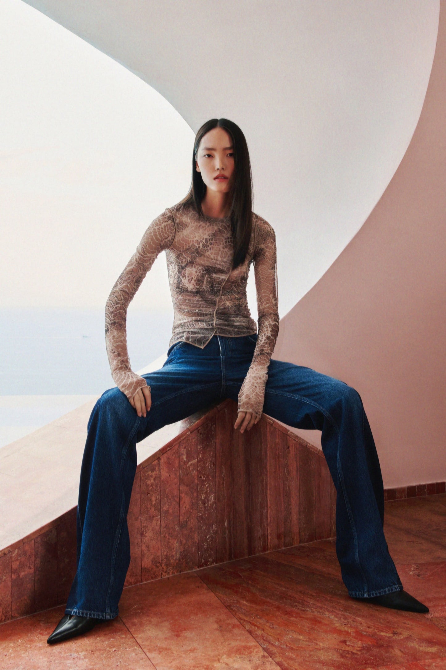 Draped mesh top