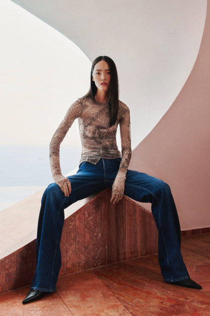 Draped mesh top