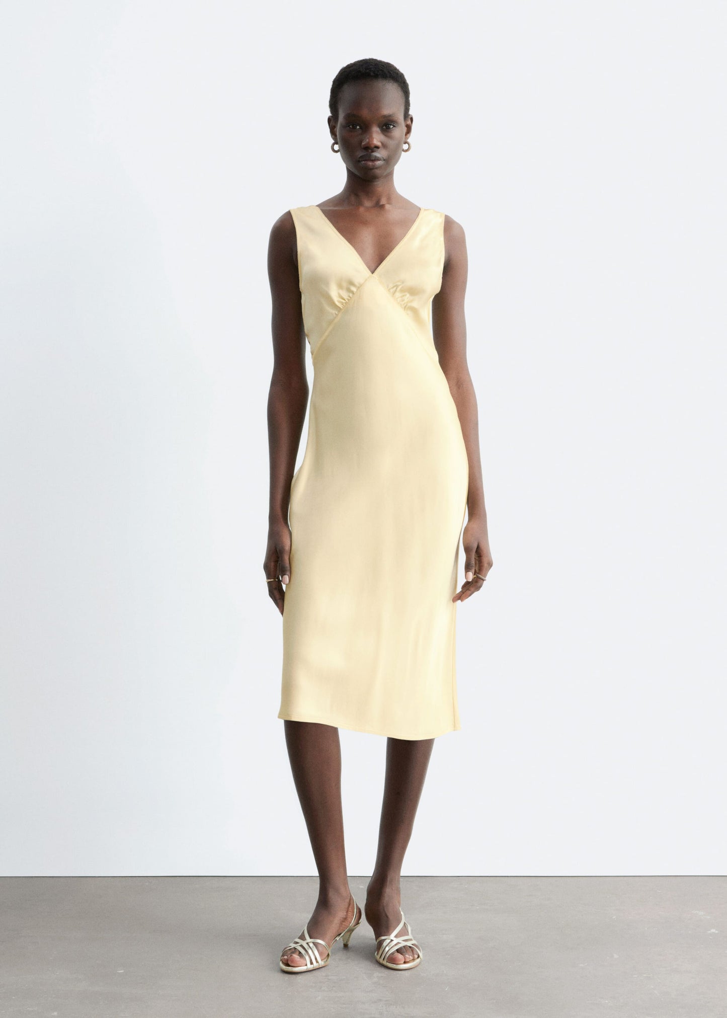V-Neck Slip Midi Dress