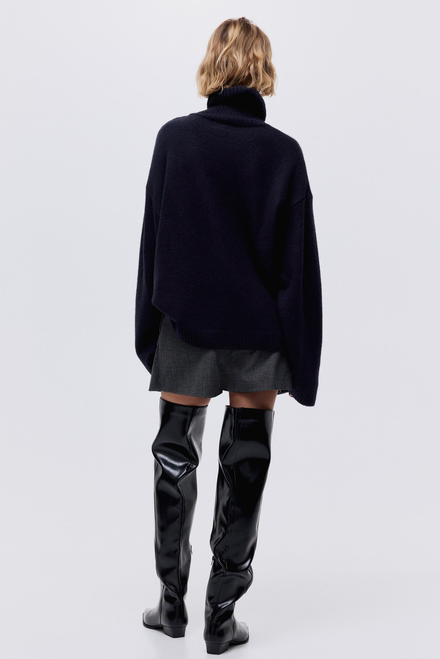 Jacquard-knit polo-neck jumper