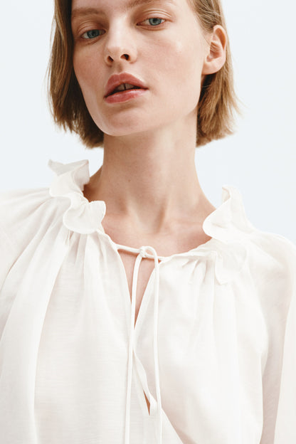 Oversized linen-blend shirt