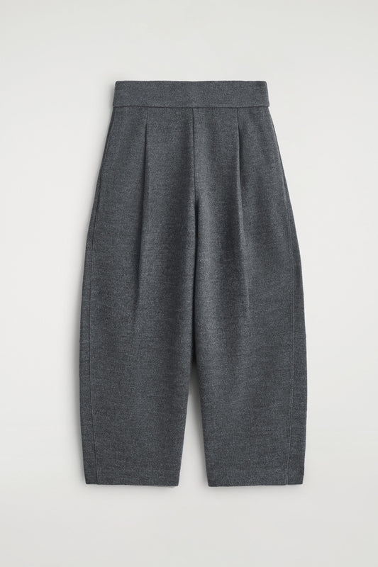 Boiled-Wool Barrel-Leg Trousers