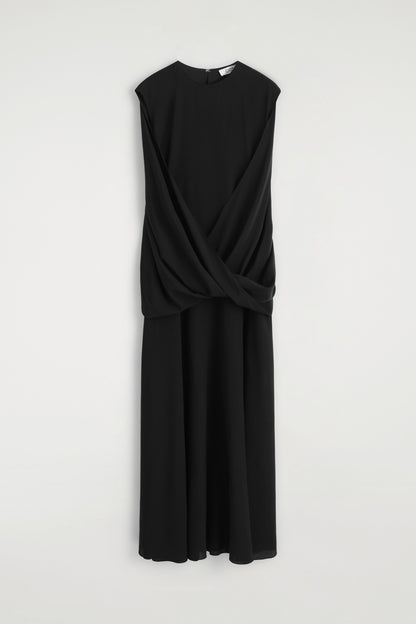 Draped Silk Maxi Dress