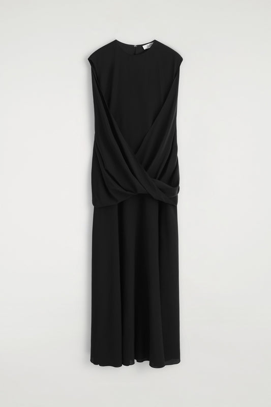 Draped Silk Maxi Dress