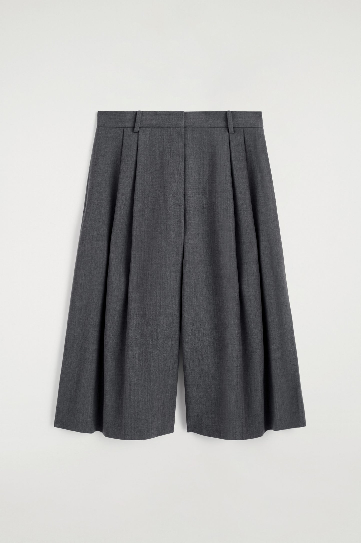 Pleated Wool-Blend Culottes