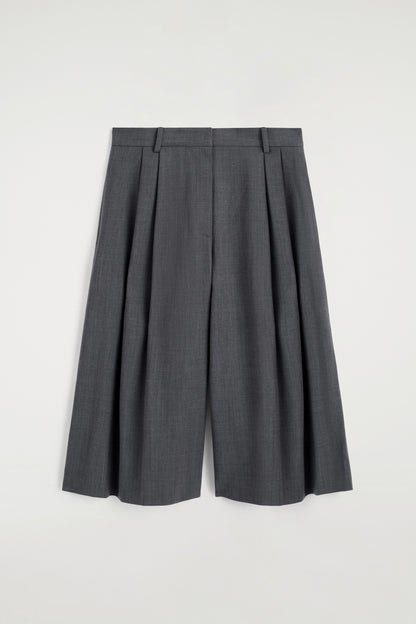 Pleated Wool-Blend Culottes