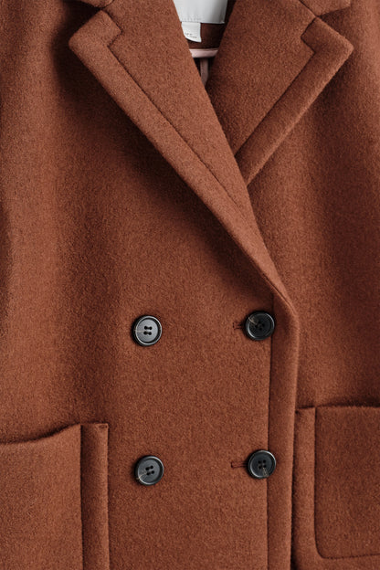 Cropped Double-Breasted Wool Blazer