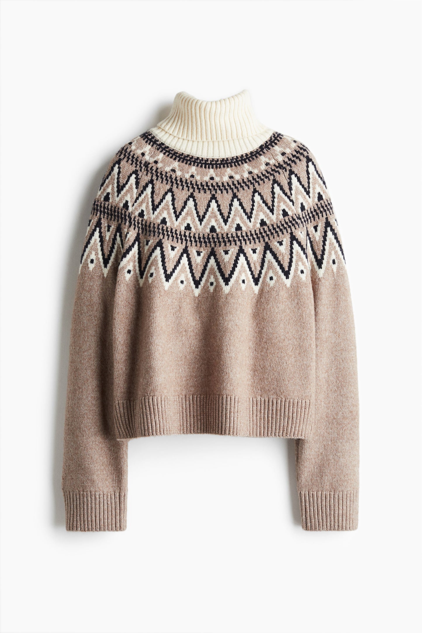 Jacquard-knit polo-neck jumper