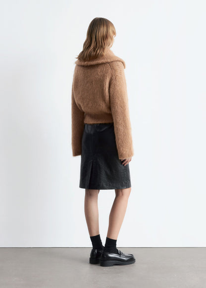Rib-Knit Zip-Up Sweater