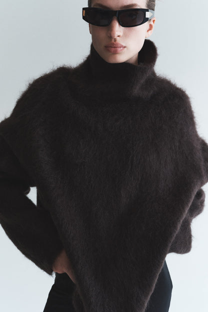 High-collar mohair-blend jumper