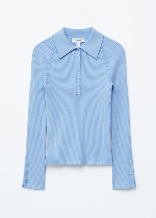 Rib-Knit Polo Shirt