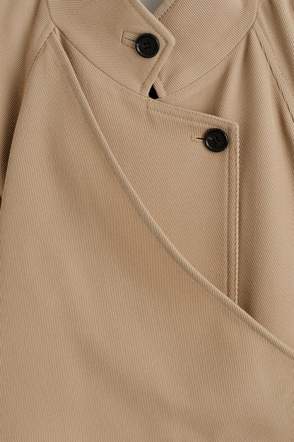 Wrap-Over Wool-Twill Trench Coat