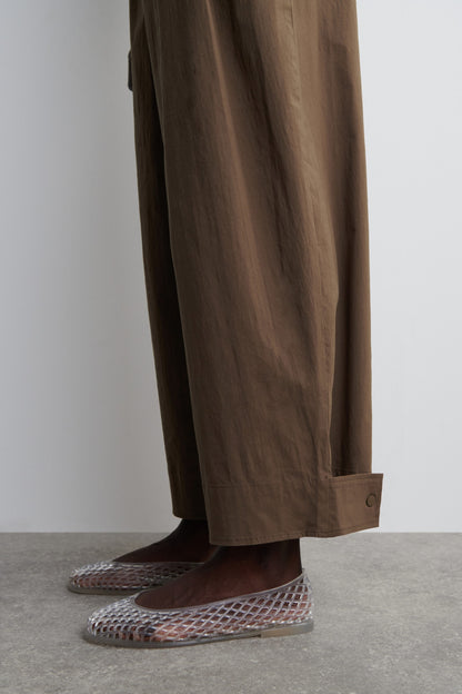 Cotton Barrel-Leg Trousers