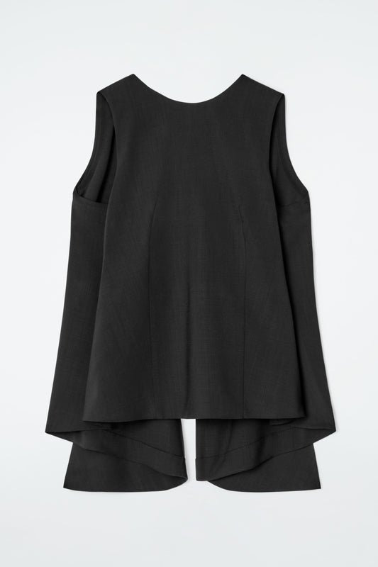 Deconstructed open-back wool top