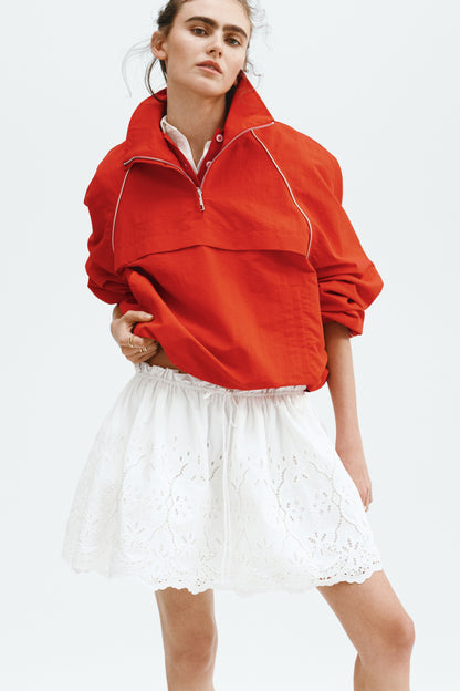 Broderie-anglaise drawstring skirt