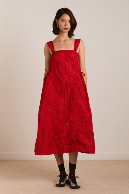 Elina Midi Dress Red Taffeta