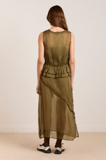 Sasha ruffle slip dress with cami