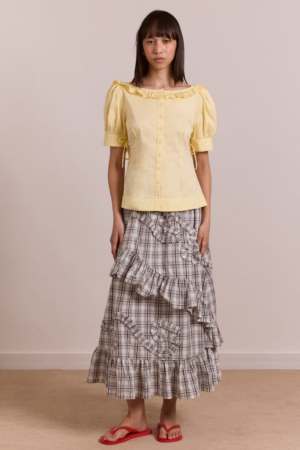Catie ruffle midi skirt