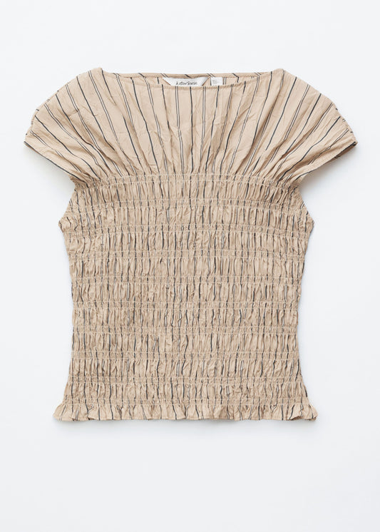 Smocked Boatneck Top