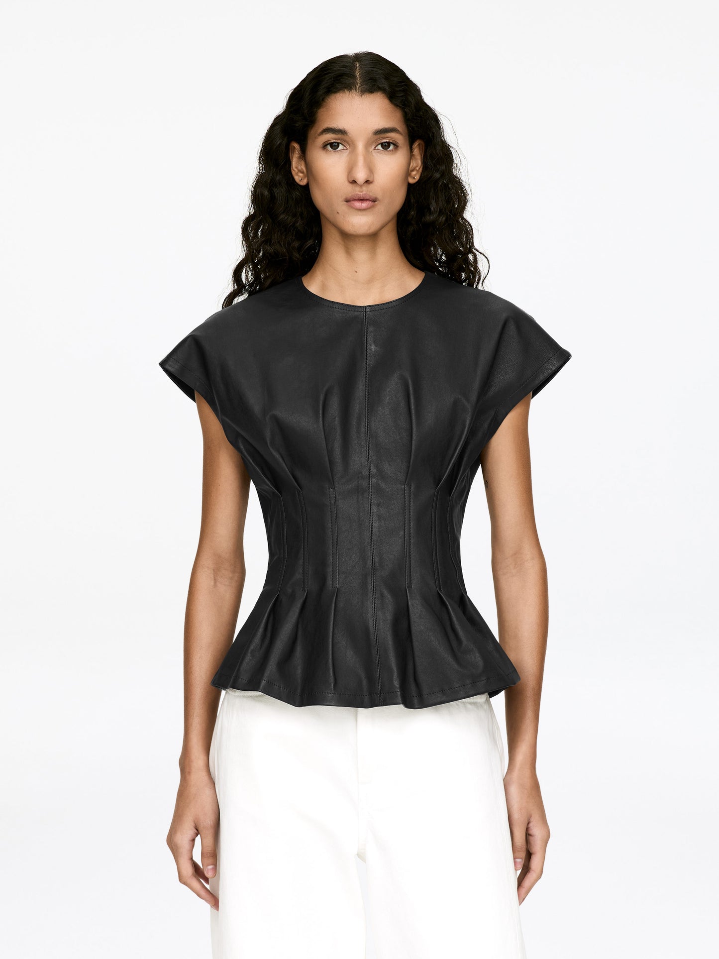 Pleated Leather Top