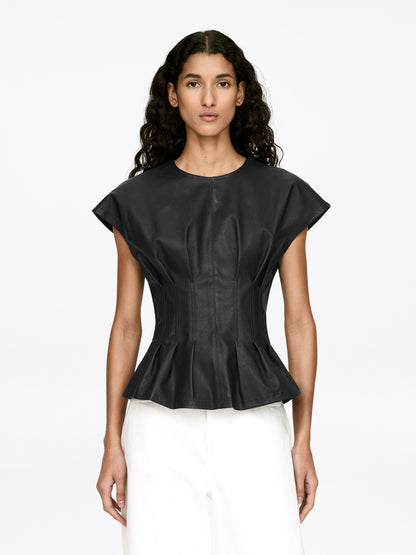Pleated Leather Top