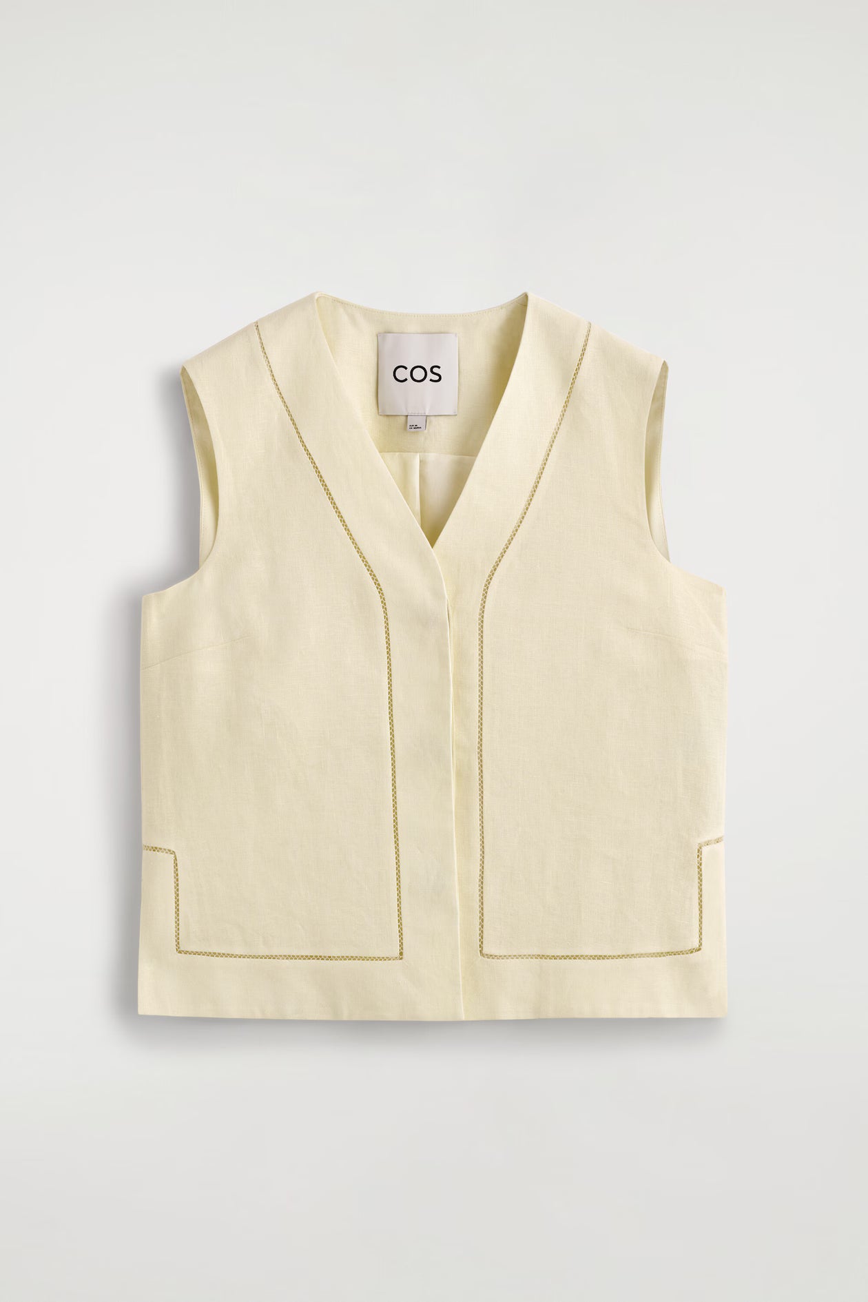 EMBROIDERED-DETAIL LINEN WAISTCOAT