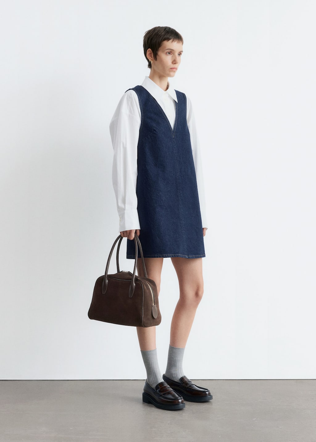 V-Neck Denim Mini Dress