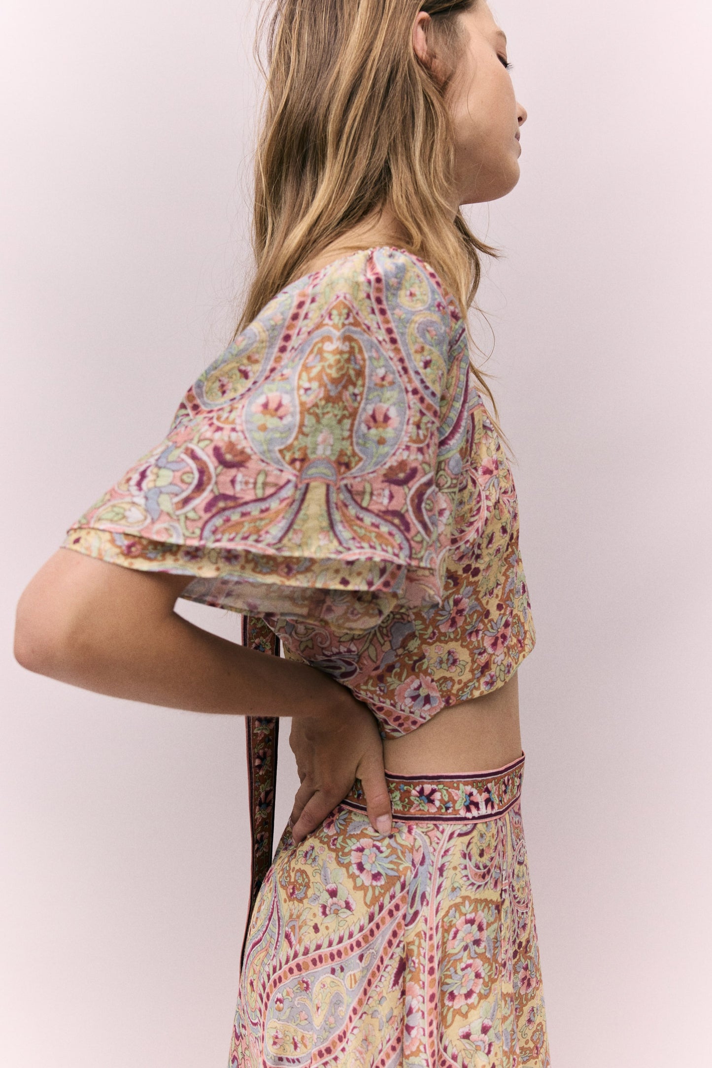 Cropped linen-blend top