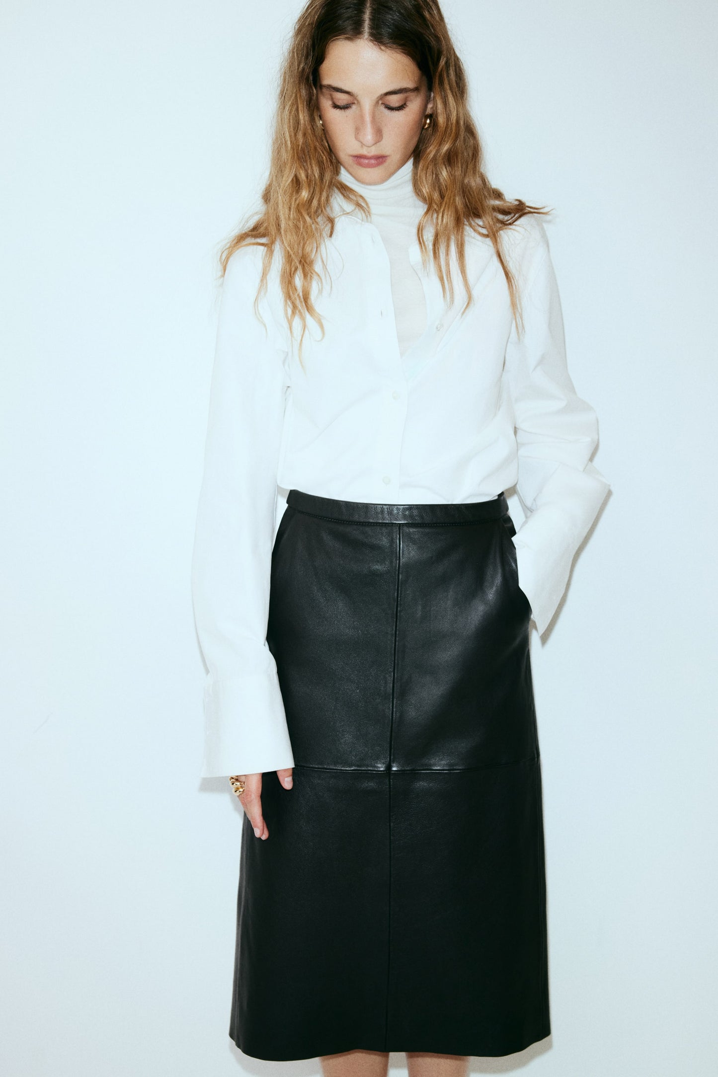 Leather pencil skirt