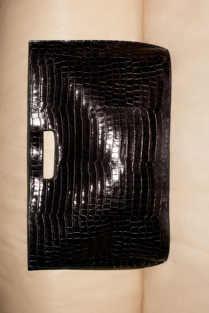 Folio Croc-Effect Leather Oversized Bag