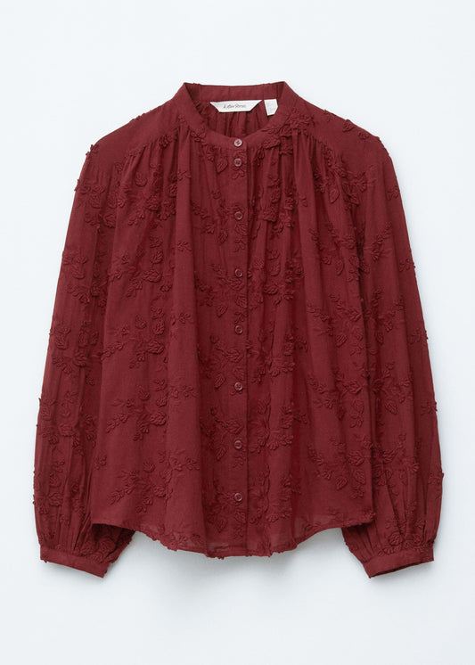 Voluminous Floral-Appliqué Blouse