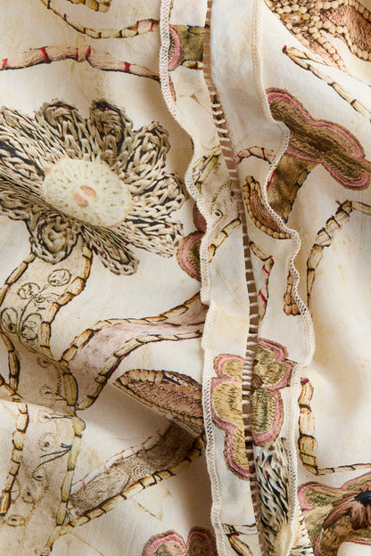 Floral-print ruffled open-back dress