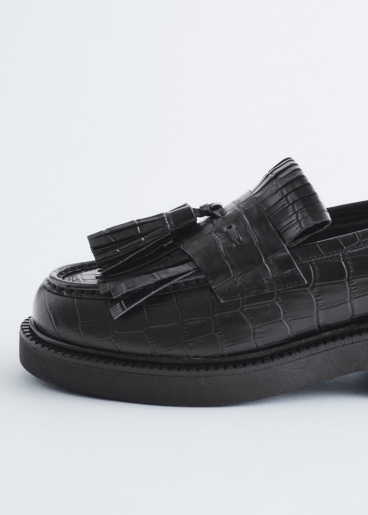 Chunky Croco Leather Loafers