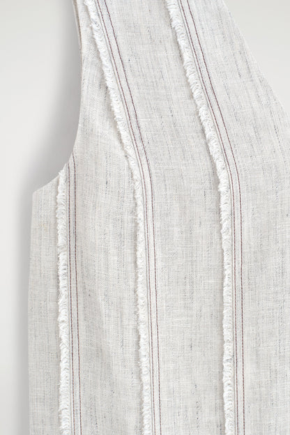 Sculpted Pleated Linen Midi Dress