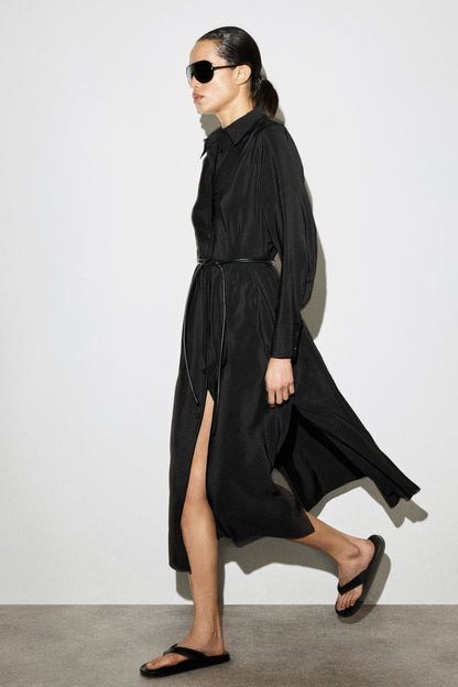 Fluid Midi Shirt Dress