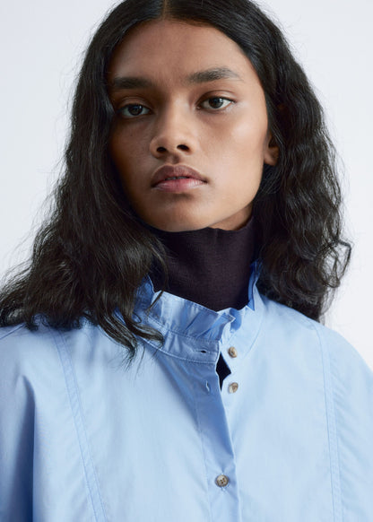 Long Stand-Collar Cotton Shirt